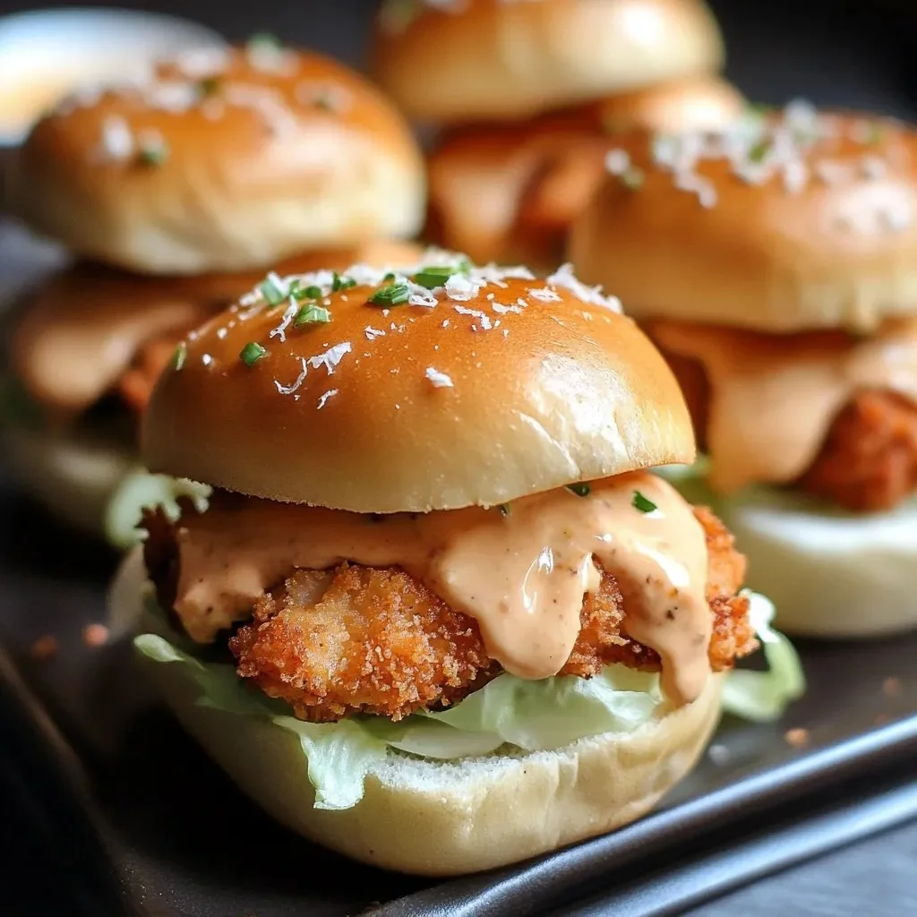 Delicious Bang Bang Chicken Sliders served on a platter with fresh toppings