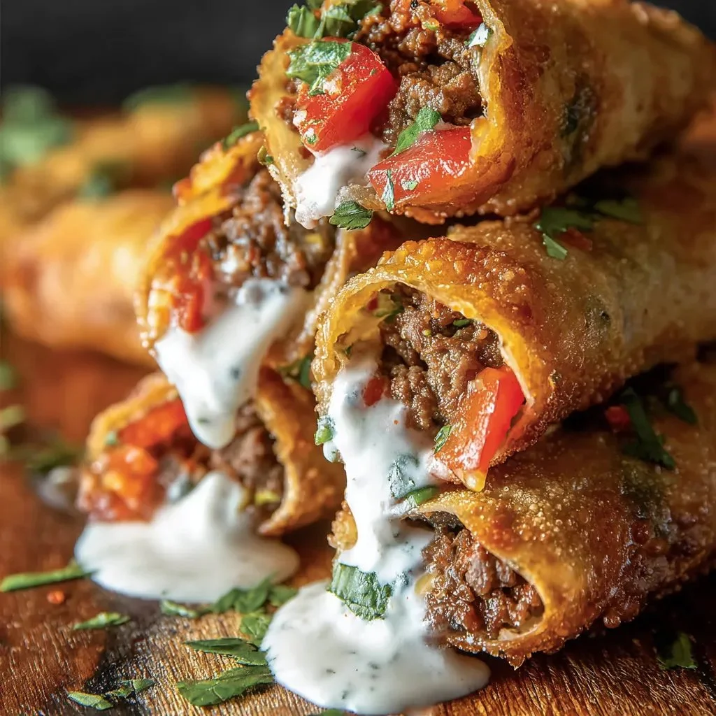 Crispy nacho egg rolls filled with cheese and toppings