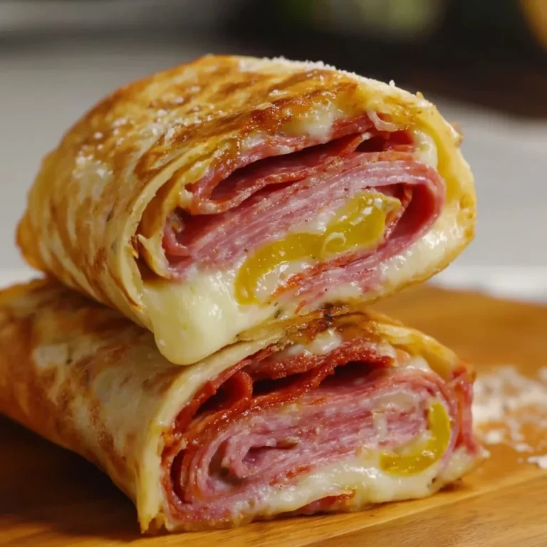 Easy air fryer hot Italian wraps with melted cheese and fresh ingredients