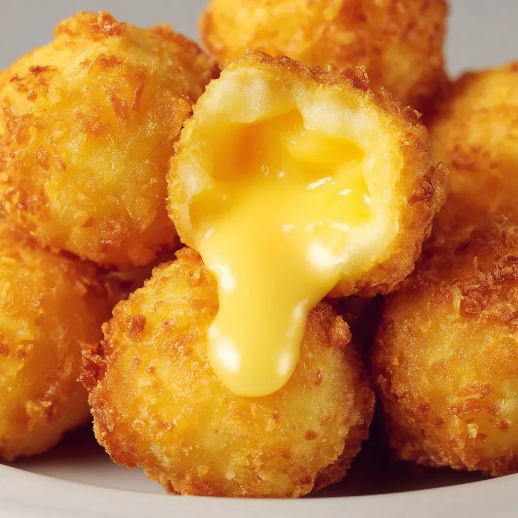 Crispy fried cheese balls served on a plate for a delicious snack.